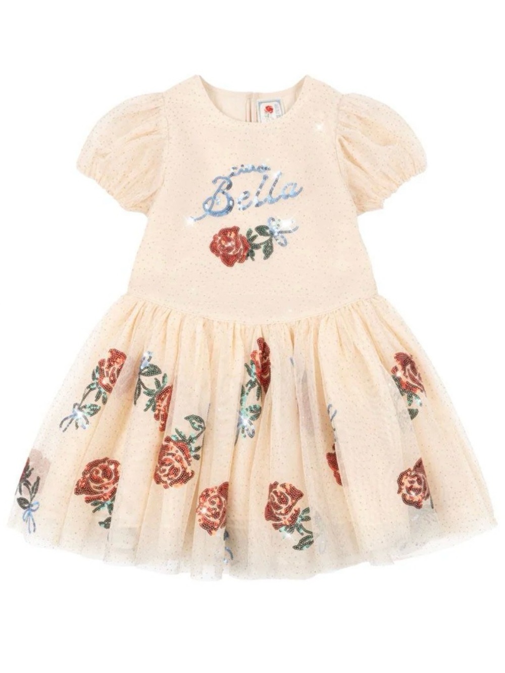 Bergdorf Goodman Cream Sequin Tulle Dress for Toddler Girls